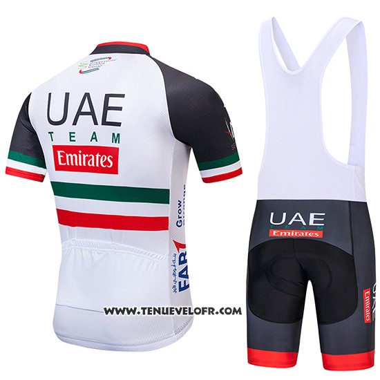 2019 Maillot Ciclismo UCI Mondo Champion UAE Blanc Noir Rouge Manches Courtes et Cuissard